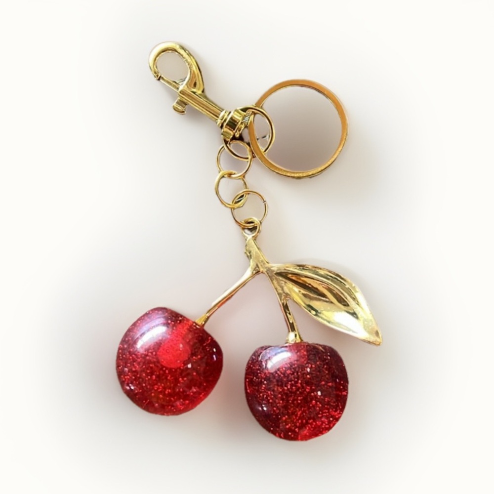 Gold and Red Cherry Keychain Large